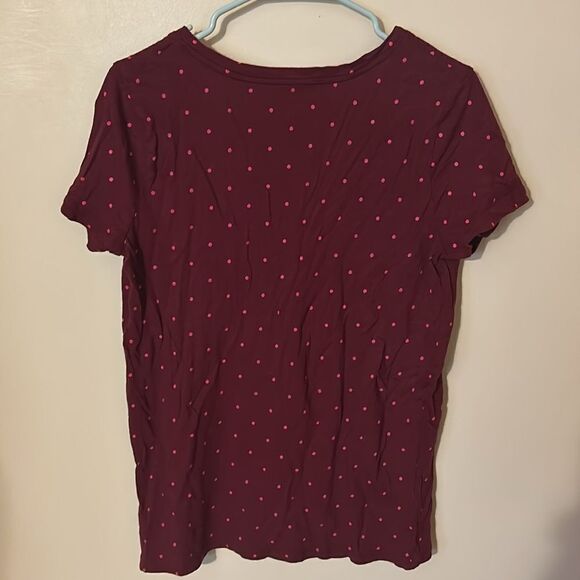 A New Day Berry Colored Polka Dot Short Sleeve Tee L - Picture 4 of 5